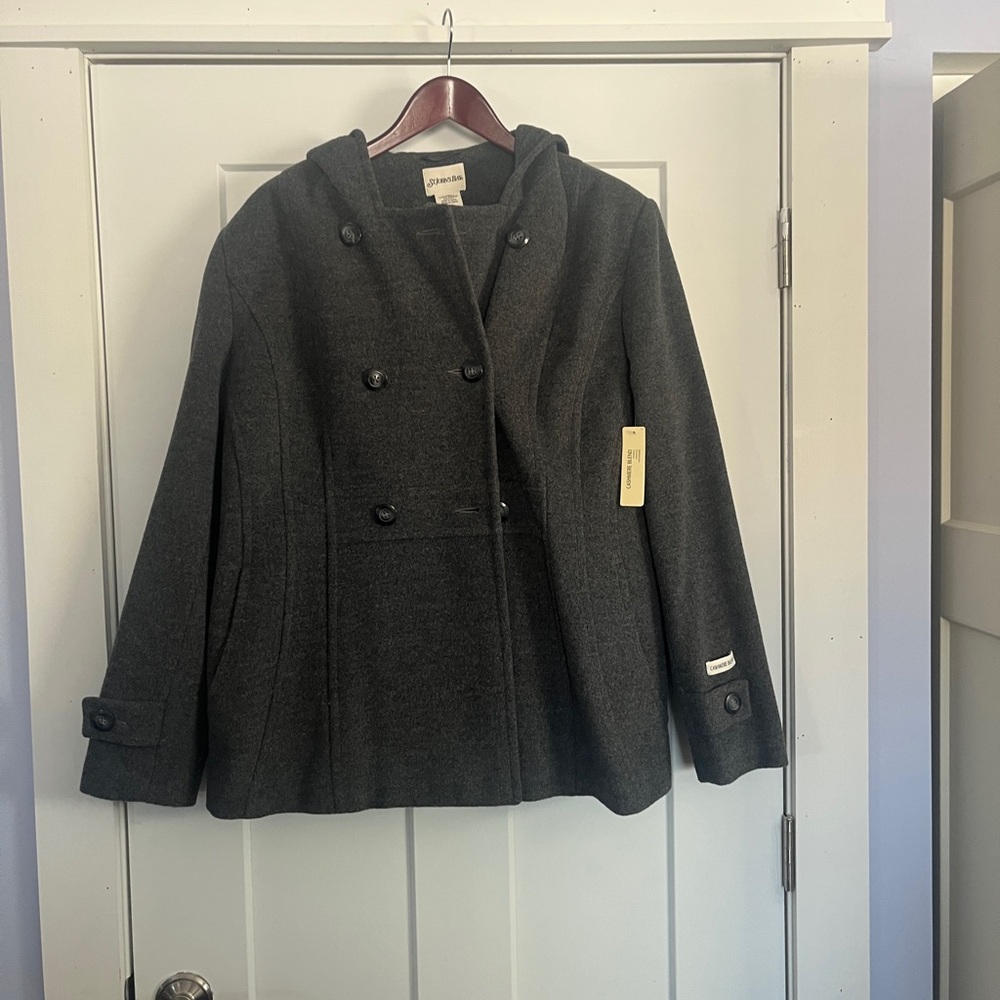 J. Crew Charcoal Double-Breasted Hooded Jacket